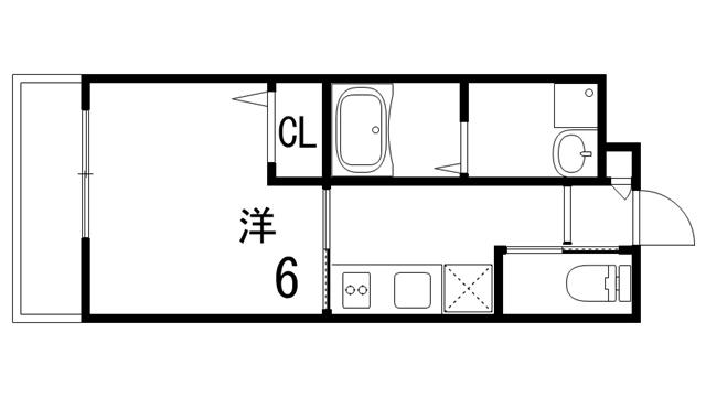 プリュニエ本山(1K/2階)の間取り写真