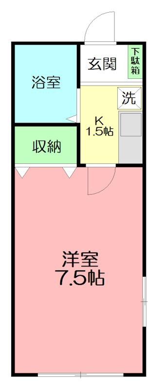 プリンス藤沢(1K/1階)の間取り写真