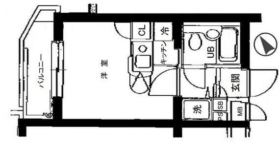 ワコーレ等々力II(1K/4階)の間取り写真