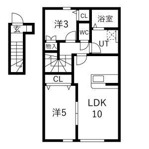 LOU LOU A(2LDK/2階)の間取り写真