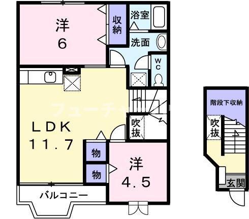 KSル・クープルI(2LDK/2階)の間取り写真