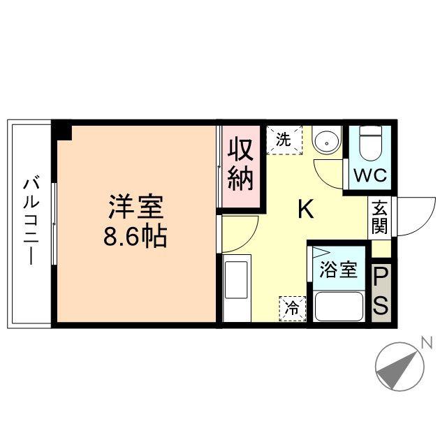 グランピエス(1K/2階)の間取り写真