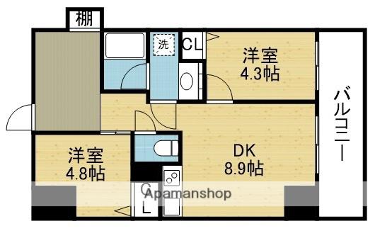 ハイラインV(2DK/6階)の間取り写真