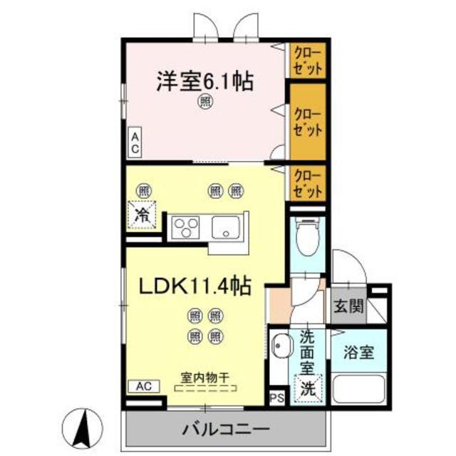 ステラヴィータ A棟(1LDK/3階)の間取り写真