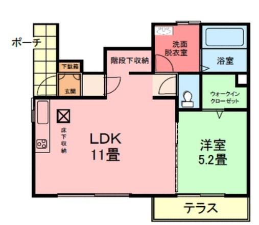 JR山陽本線 東姫路駅 徒歩3分 2階建 築11年(1LDK/1階)の間取り写真