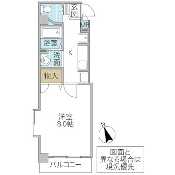 フォーライフヴィラ大工町(1K/3階)の間取り写真