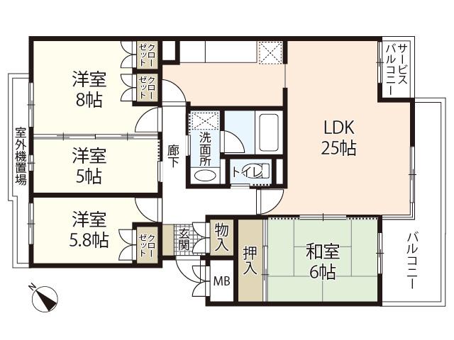 ウェール庚午(4LDK/3階)の間取り写真