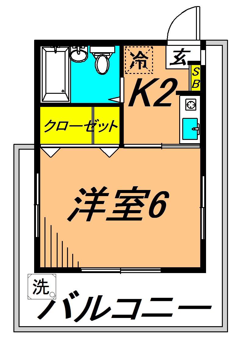 コーポラスコダマ(1K/4階)の間取り写真