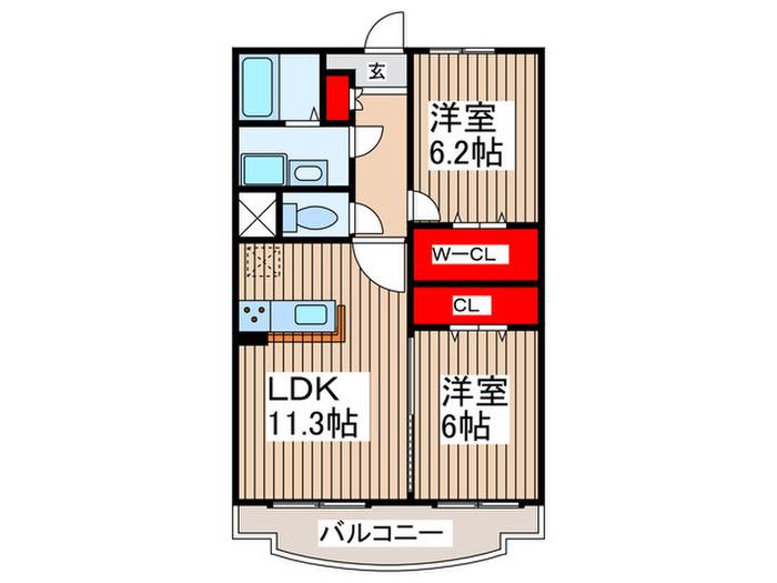 リズ センティア A(2LDK/2階)の間取り写真