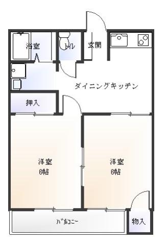 マルタカコーポ(2DK/2階)の間取り写真