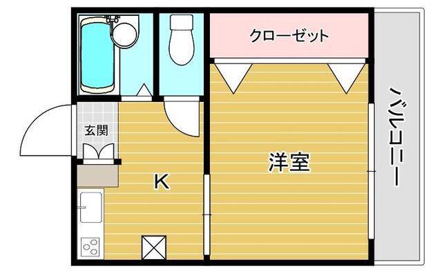 桧ハイツ(1K/1階)の間取り写真