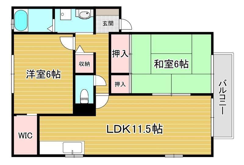 アネシス東大谷IIB棟 B(2LDK/1階)の間取り写真