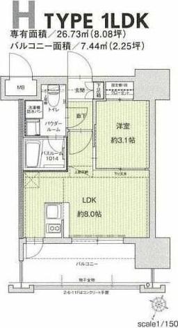 ドゥーエ赤坂(1LDK/6階)の間取り写真