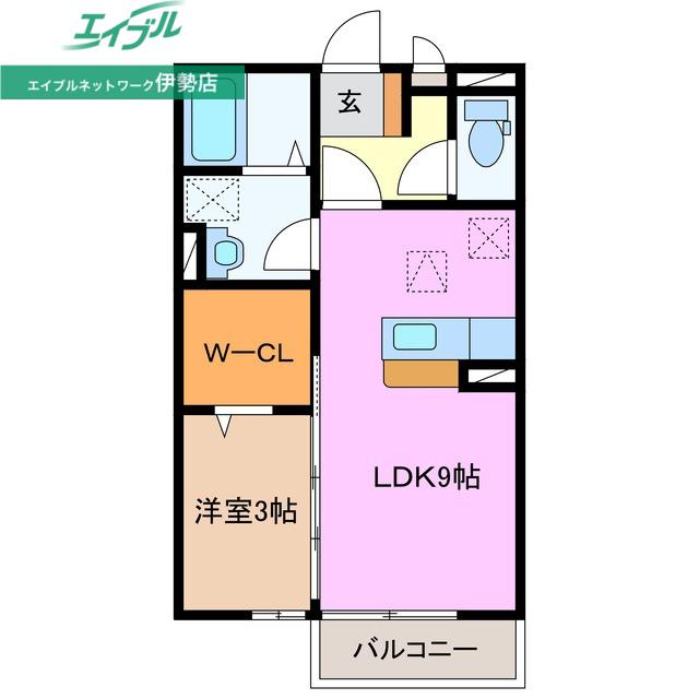 リビングタウンいせI(1LDK/1階)の間取り写真