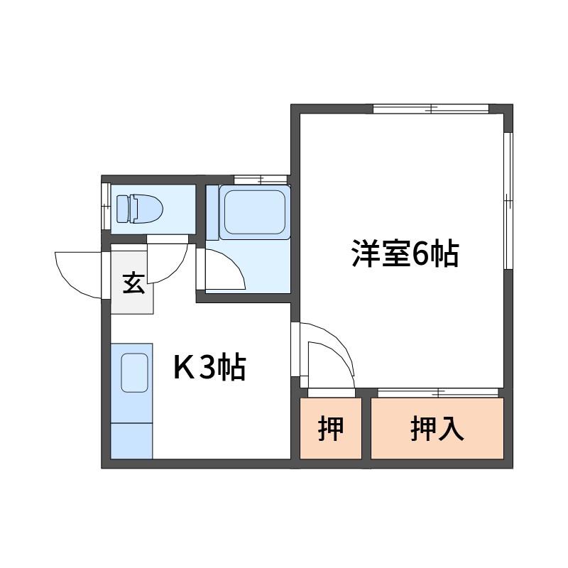 さつき荘(1K/1階)の間取り写真