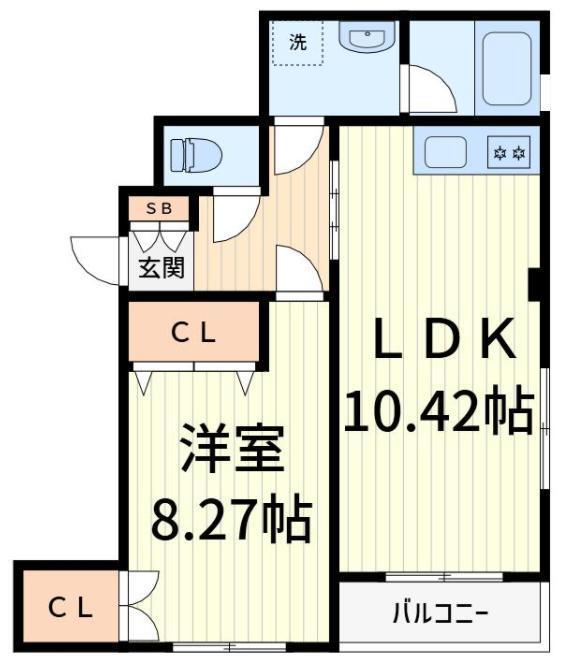 メルヴェ―ユハウスIV(1LDK/2階)の間取り写真