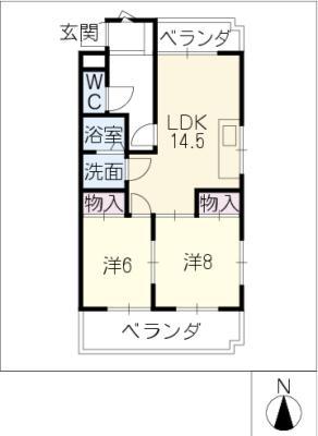 エントピアミズノ(2LDK/3階)の間取り写真