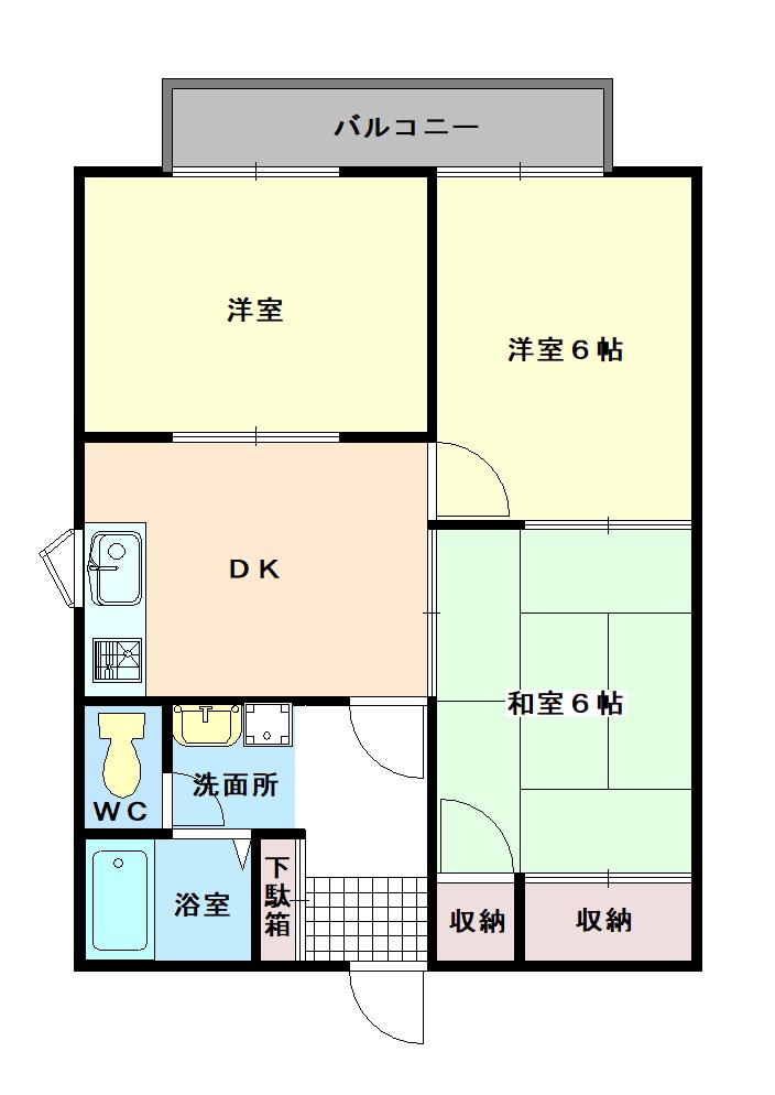 グリーンハイツゆりの木(3LDK/2階)の間取り写真
