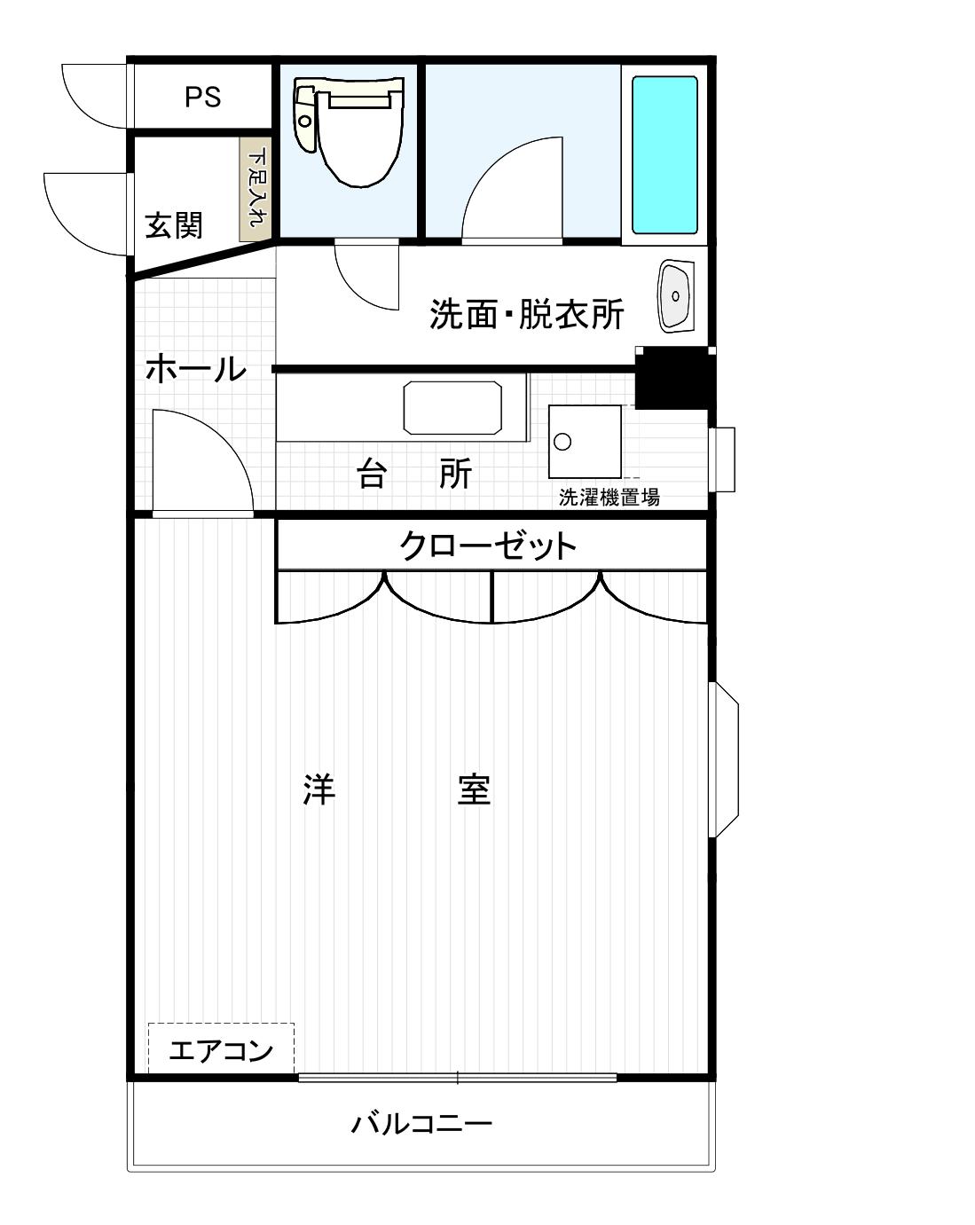 パレドール大在I(1K/5階)の間取り写真