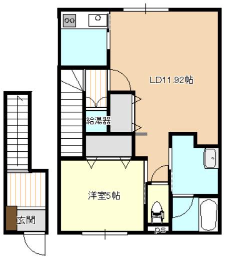ルミエール住吉町(2K/2階)の間取り写真