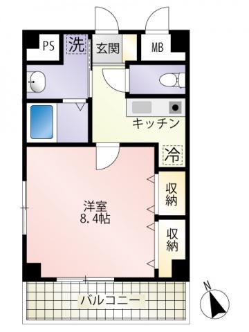 第22友建ビル(1K/5階)の間取り写真
