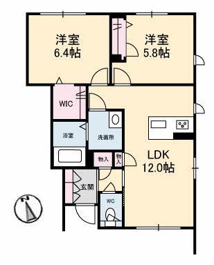 クレスト(2LDK/1階)の間取り写真