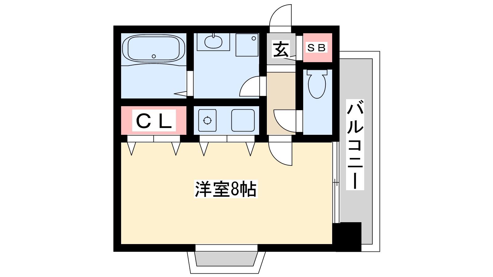 C-WING(ワンルーム/9階)の間取り写真