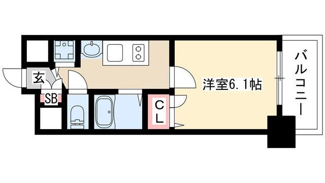 プレサンスSAKAEリバースタイル(1K/11階)の間取り写真