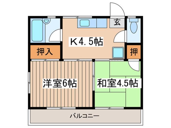 ハイム青木(2K/2階)の間取り写真