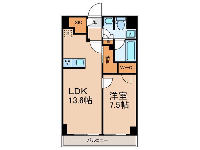 ザケンジントンレンジデンスときわ台(1LDK/5階)の間取り写真