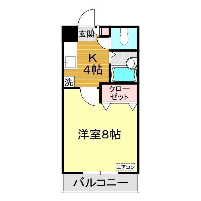 ウェルタウンみわ 1号館(1K/5階)の間取り写真