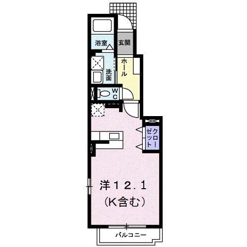 ドリームタウンB(ワンルーム/1階)の間取り写真