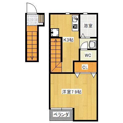 VILLA SOLEIL(1K/2階)の間取り写真