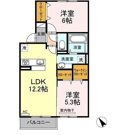 ROSSO(2LDK/2階)の間取り写真