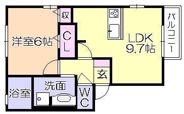 ランプロン(1LDK/1階)の間取り写真