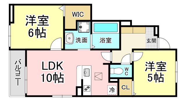ソレイユ馬場山緑(2LDK/1階)の間取り写真