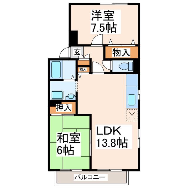 ステーブル長嶺A・B・C(2LDK/2階)の間取り写真