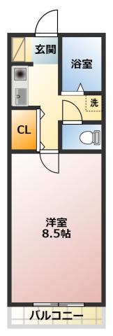 ロイヤルMIZUNO(1K/1階)の間取り写真