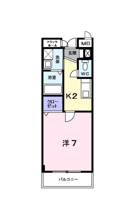 カリーノRプリマヴェーラ(1K/4階)の間取り写真