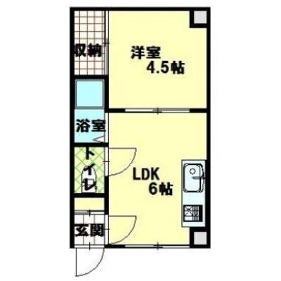 コーポハイブリッジ(1DK/3階)の間取り写真