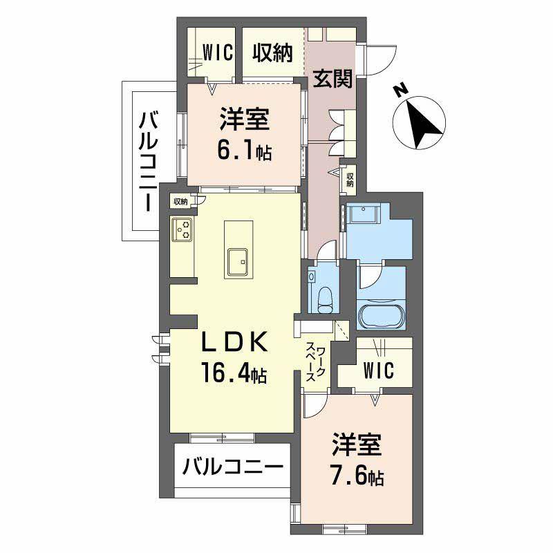 ベレオ川名(2LDK/2階)の間取り写真