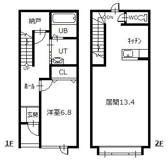 JR函館本線 近文駅 徒歩35分 2階建 築8年(1LDK/1階)の間取り写真