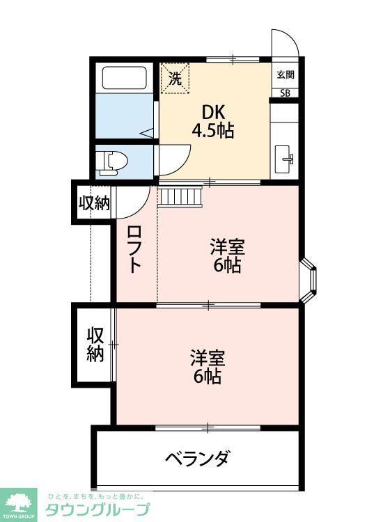 BCASA東松山IIIRE-BORN(2DK/1階)の間取り写真