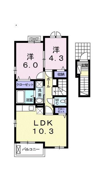 オリーブ(2LDK/2階)の間取り写真