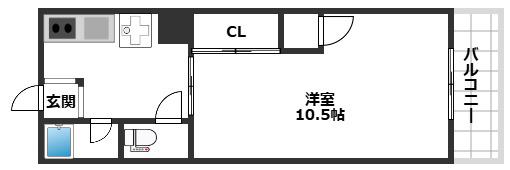 コーポ甲南(1DK/4階)の間取り写真