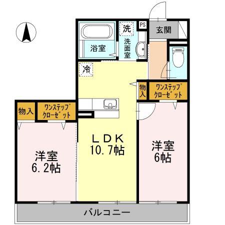 グラシューズ(2LDK/1階)の間取り写真