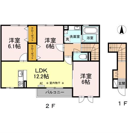 JR東海道本線 天竜川駅 徒歩21分 2階建 築11年(3LDK/2階)の間取り写真