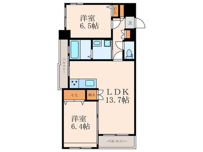 サンシャイン熊本(2LDK/3階)の間取り写真