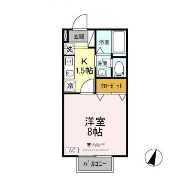 セジュール柏崎B(1K/2階)の間取り写真