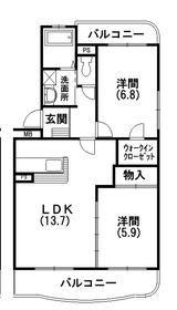 コンフォートII(2LDK/1階)の間取り写真